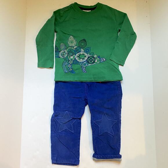 Mini Boden & Hanna Andersson Dinosaur Blue Star Cords Matching Outfit - Picture 1 of 4